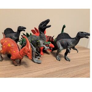 Dinosaur Toy Figures Lot of 7 Triceratops Stegosaurus Spinosaurus Figurines